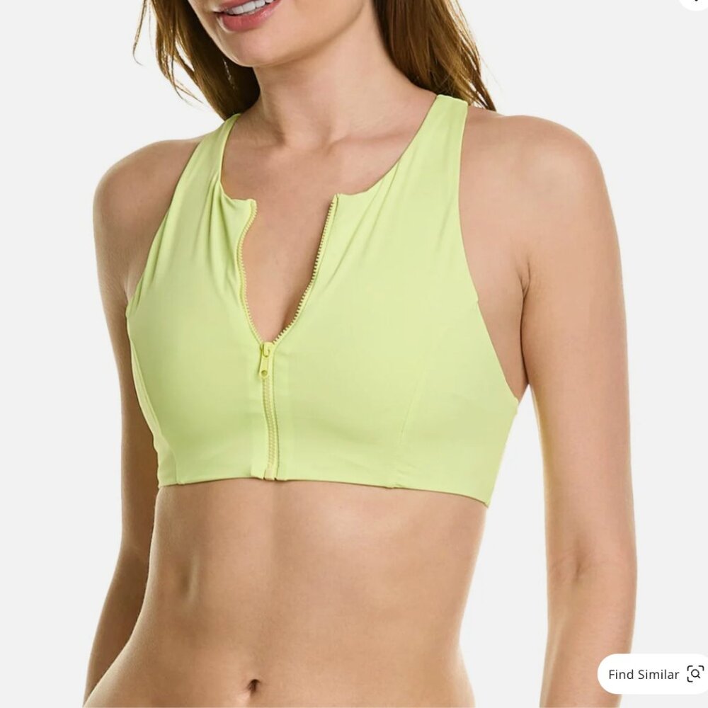 WeWoreWhat Zip Front Racerback Halter Bikini Top